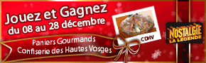 Jeu de Noel en Lorraine du 8 au 28 decembre 2008 : jouez et gagnez des sjours de rve en Relais Chateaux La Chenaudiere et Hotel 3 etoiles La Maison Carre, des paniers gourmands CDHV la Confiserie des Hautes Vosges avec Lorraineaucoeur.com et Nostalgie