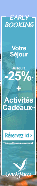 Early Booking -25% sur votre s�jour + Activit�s Cadeaux Center Parcs Octobre 2021